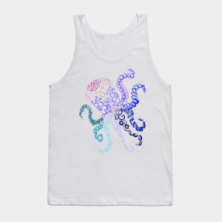 Colorful Octopus Line Drawing Tank Top